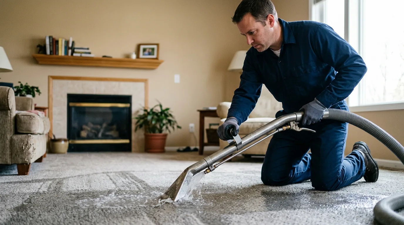 Water damage restoration technician working near Quitman, AR